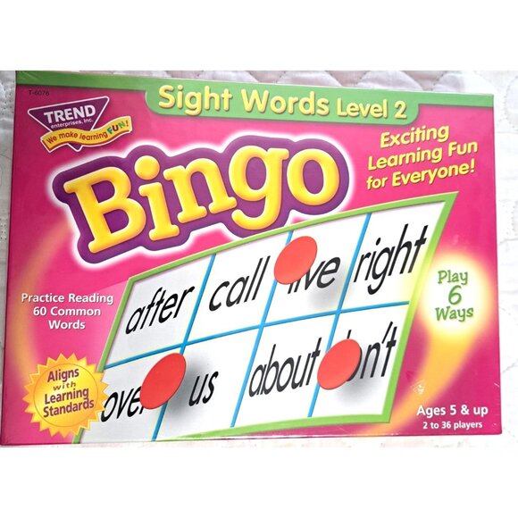 Trend Enterprises Inc Sight Words Level 2 Bingo Game Ages 5+ HomeSchool Reading - Picture 1 of 9
